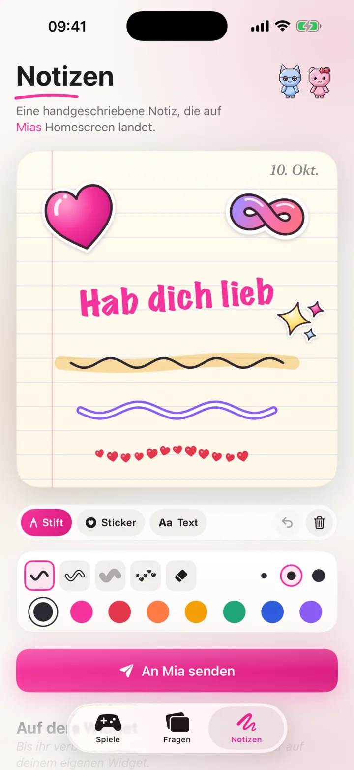 Eine gezeichnete Notiz in TrueThings